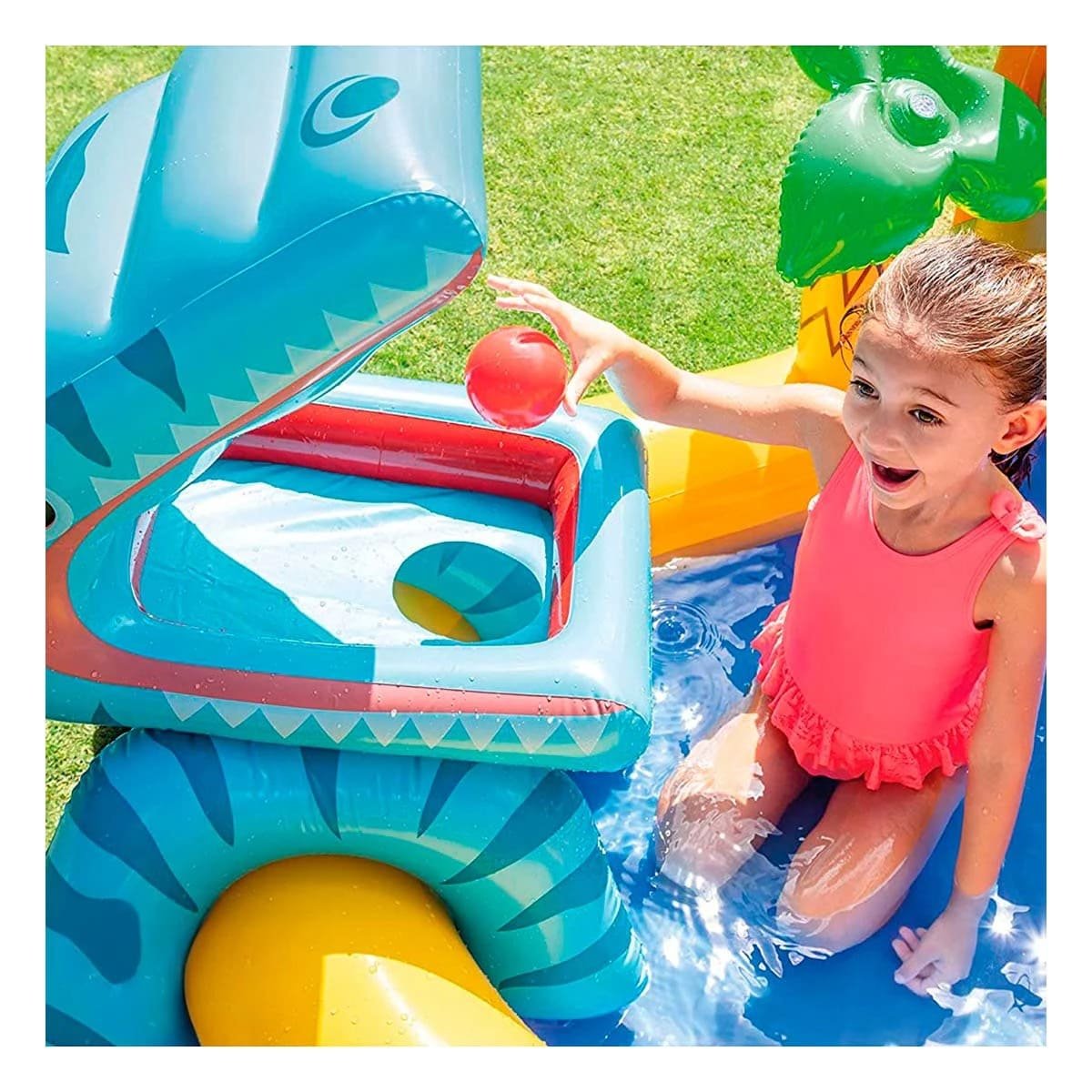 PACK2 PARQUE INFANTIL INTEX 57444NP 249X191X109 CM DINOSAURIO Y+REGALO STICKER - 5
