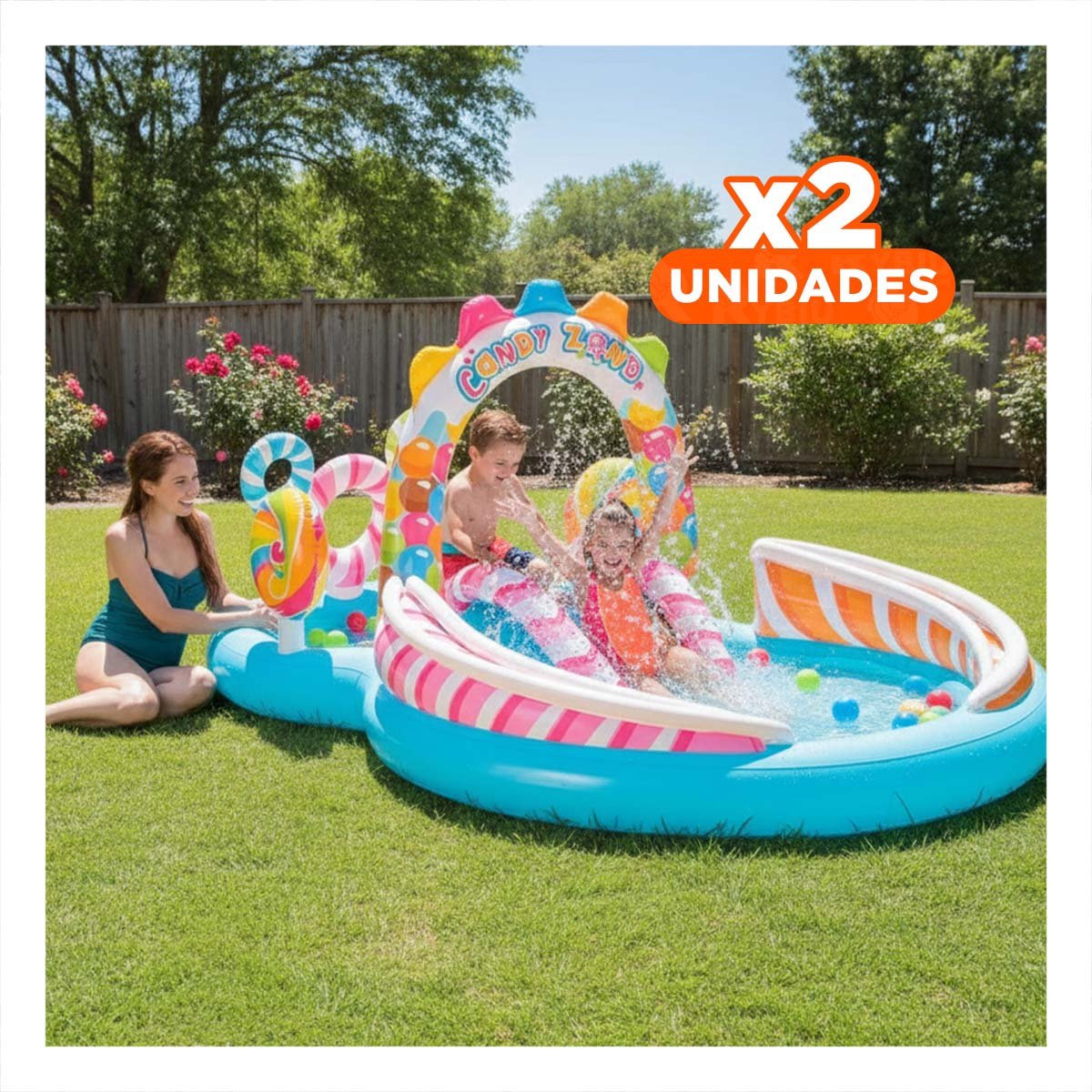 PACK2 ESTANQUE INFLABLE PARA DIVERSION EN CASA 295X191X130 CM MULTICOLOR Y+REGALO STICKER - 1