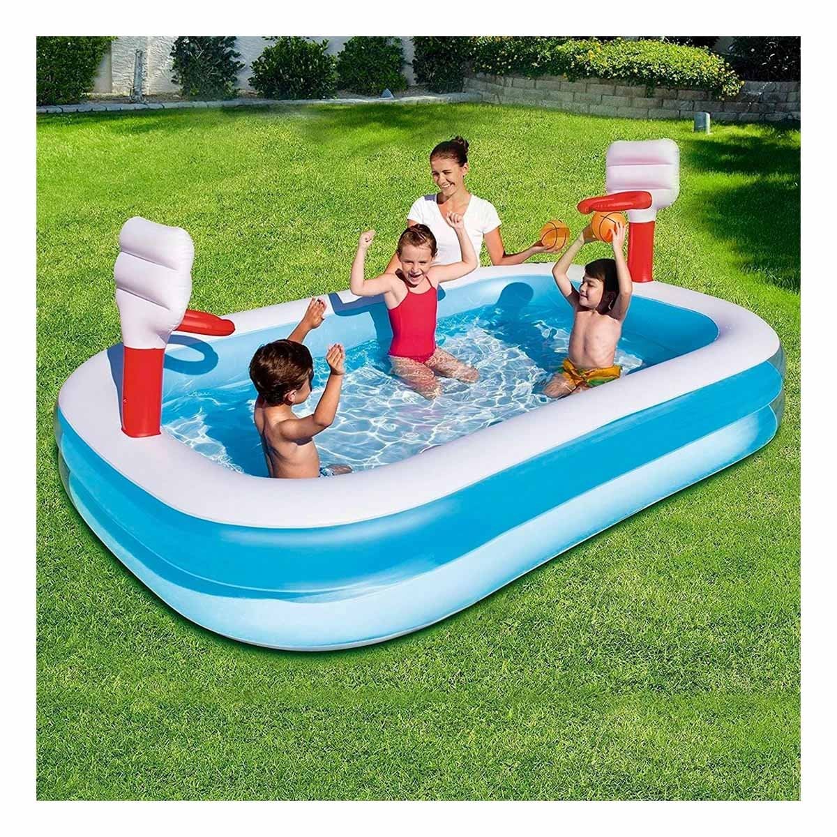 PACK2 JUEGO DE BALONCESTO INFLABLE PARA PISCINA CON ARO Y PELOTA BESTWAY 253X168X102 CM - 2