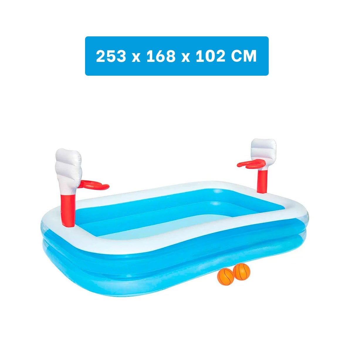 PACK2 JUEGO DE BALONCESTO INFLABLE PARA PISCINA CON ARO Y PELOTA BESTWAY 253X168X102 CM - 4