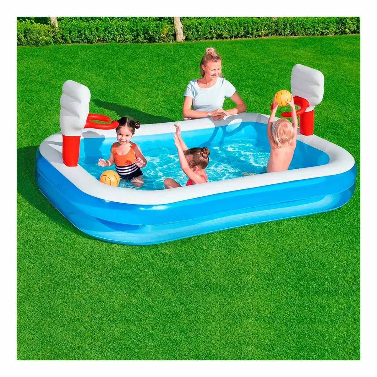 PACK2 JUEGO DE BALONCESTO INFLABLE PARA PISCINA CON ARO Y PELOTA BESTWAY 253X168X102 CM - 5