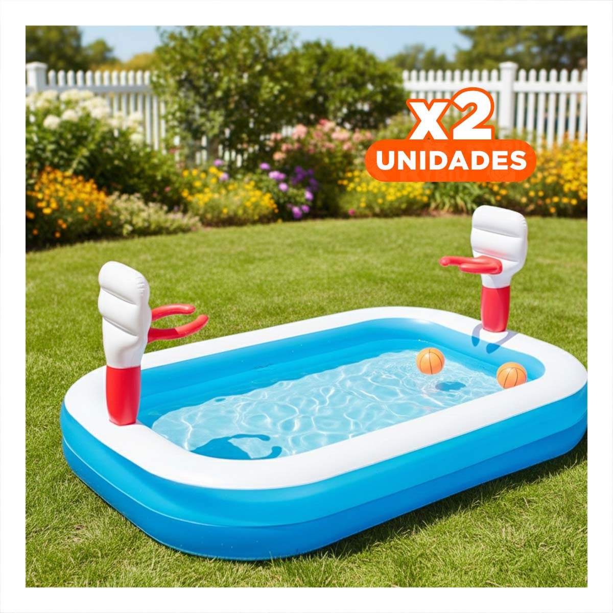 PACK2 JUEGO COMPACTO INFLABLE DE BALONCESTO CON ARO Y PELOTA BESTWAY Y+REGALO STICKER - 1