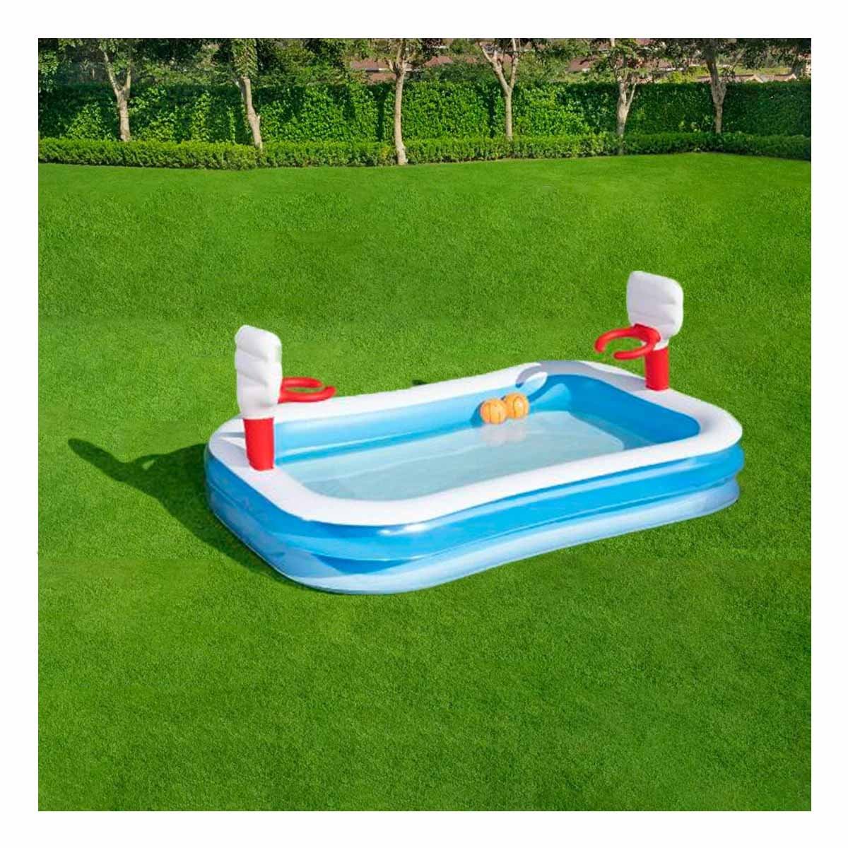 PACK2 JUEGO COMPACTO INFLABLE DE BALONCESTO CON ARO Y PELOTA BESTWAY Y+REGALO STICKER - 3