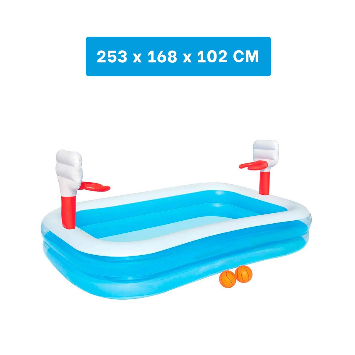 PACK2 JUEGO COMPACTO INFLABLE DE BALONCESTO CON ARO Y PELOTA BESTWAY Y+REGALO STICKER - 4