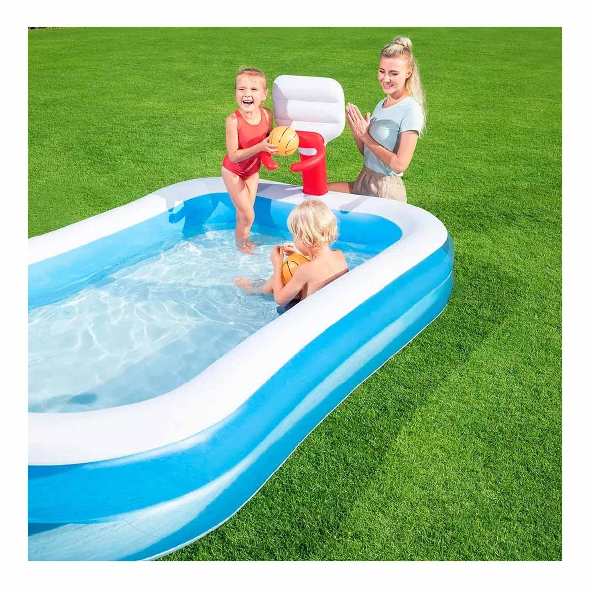 PACK2 JUEGO COMPACTO INFLABLE DE BALONCESTO CON ARO Y PELOTA BESTWAY Y+REGALO STICKER - 5