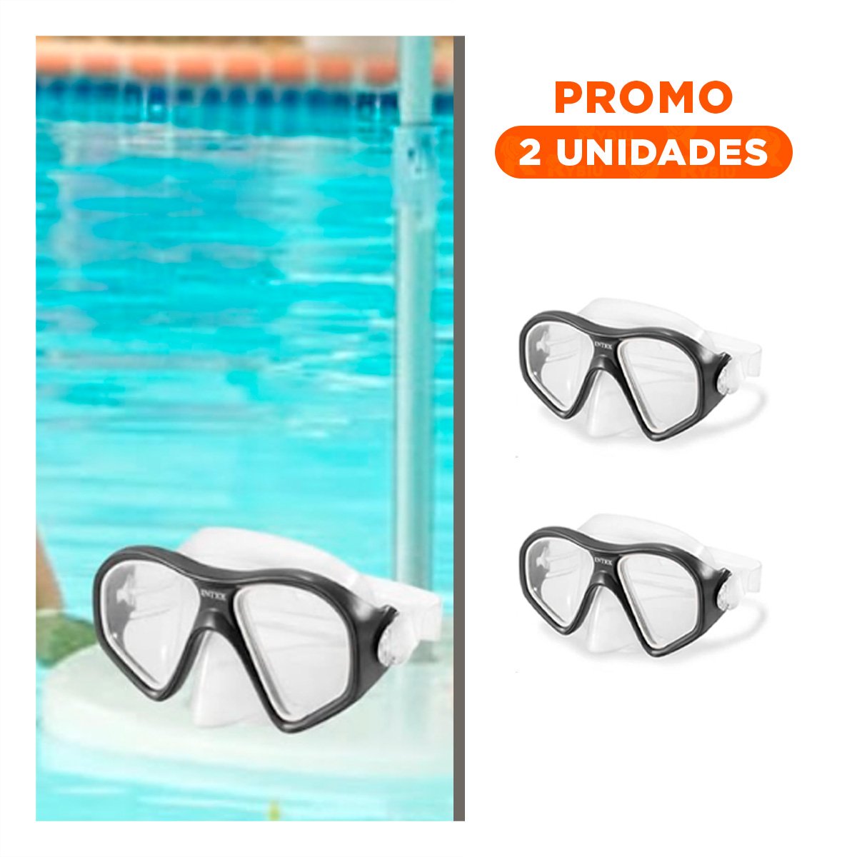 PACK2 VISORES DE BUCEO RESISTENTE NEGRO CON CORREA FIRME Y SELLADO COMODO - 1