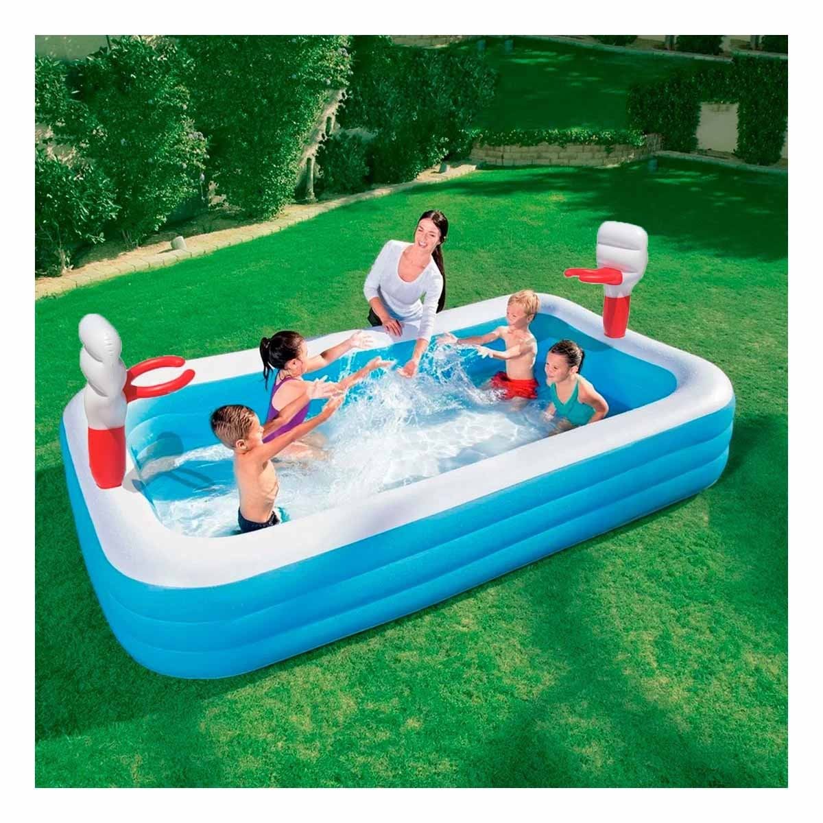 PACK2 JUEGO PORTATIL INFLABLE DE BALONCESTO CON RED Y PELOTA BESTWAY Y+PAPEL REGALO - 2