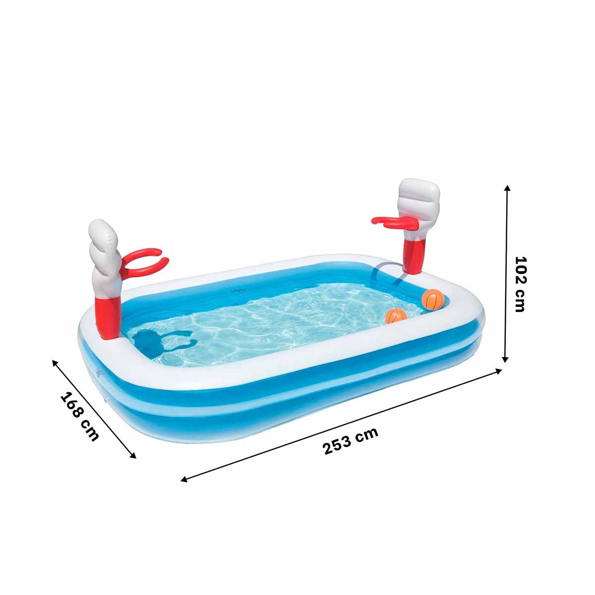 PACK2 JUEGO PORTATIL INFLABLE DE BALONCESTO CON RED Y PELOTA BESTWAY Y+PAPEL REGALO - 4