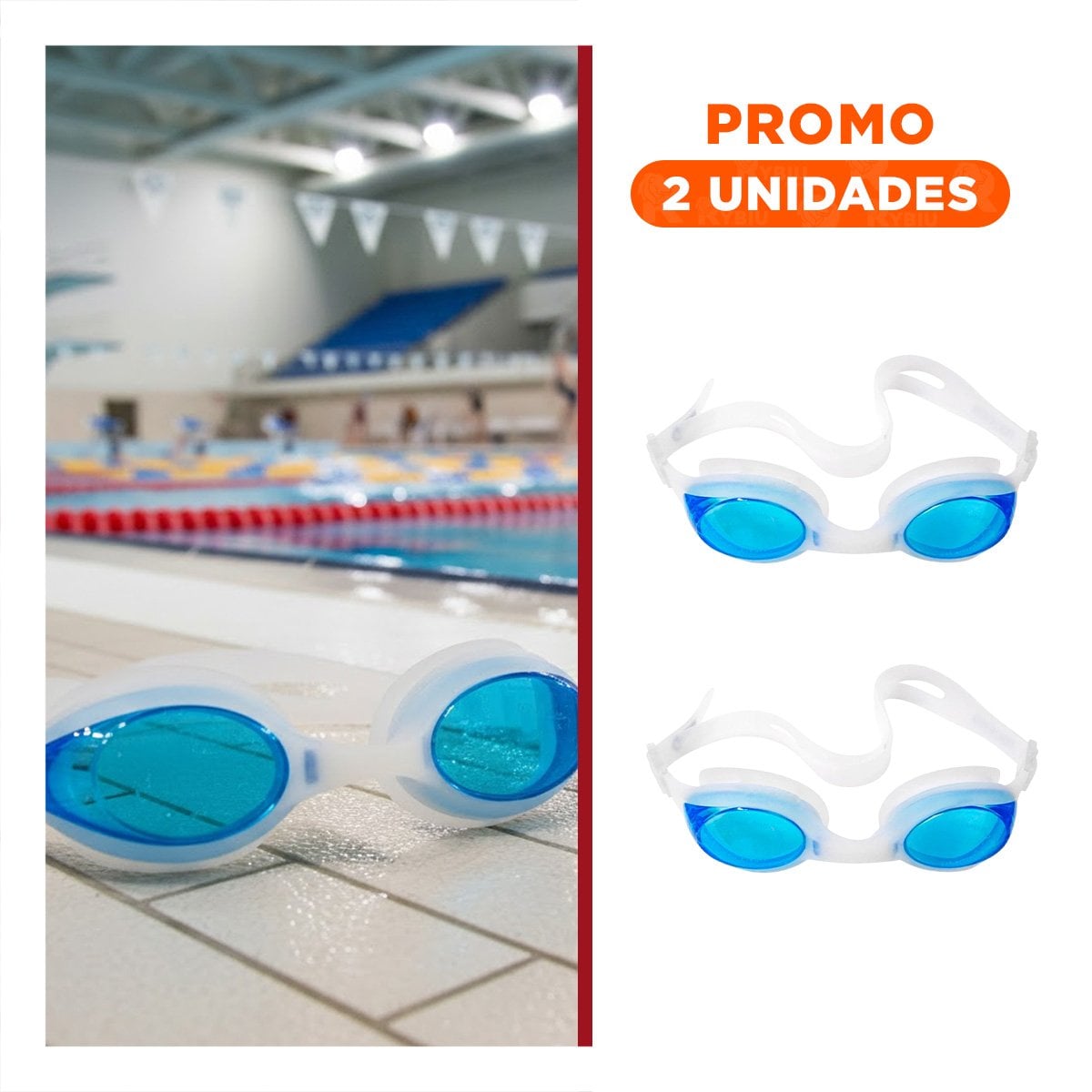 PACK2 GAFAS DE NATACION CON ESTUCHE UNISEX COLOR CELESTE PARA USO DIARIO - 1