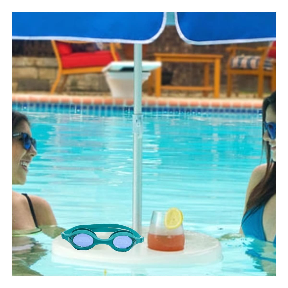 PACK6 GAFA NATACION CELESTE CON CRISTAL CLARO Y CORREA FLEXIBLE Y+PAPEL REGALO - 2