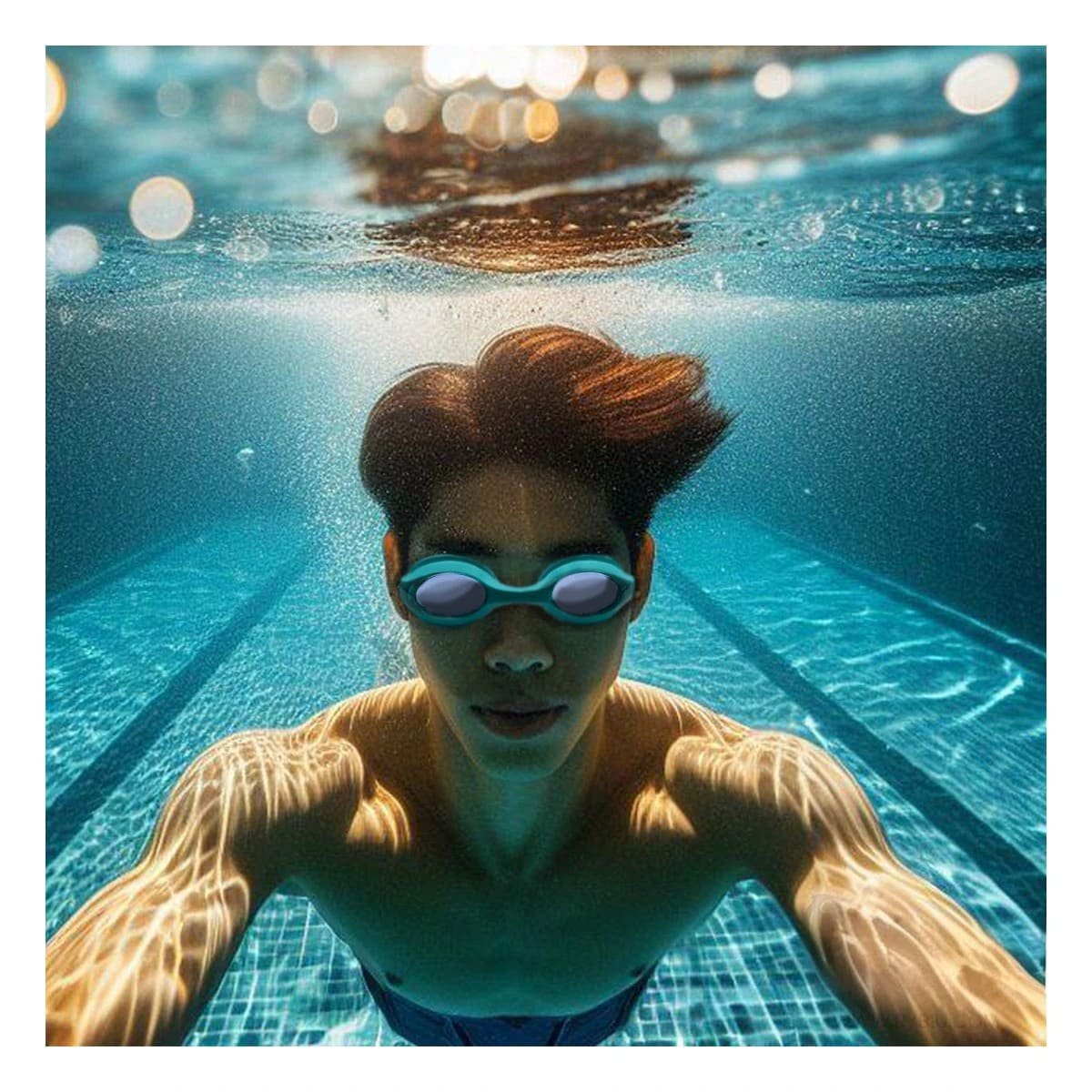 PACK6 GAFA NATACION CELESTE CON CRISTAL CLARO Y CORREA FLEXIBLE Y+PAPEL REGALO - 5