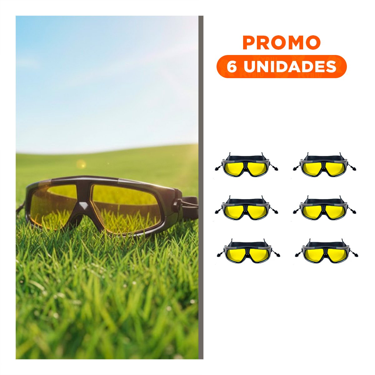 PACK6 GAFAS NATACION ADULTO VIDRIO TEMPLADO NEGRO CON VISION NITIDA - 1