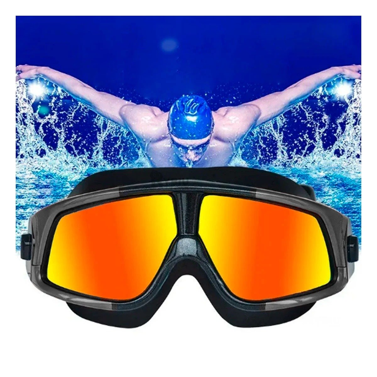 PACK6 GAFAS NATACION ADULTO VIDRIO TEMPLADO NEGRO CON VISION NITIDA - 3