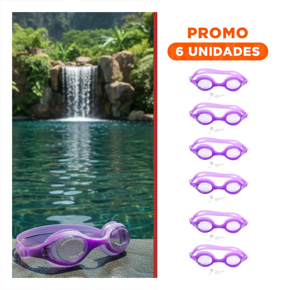 PACK6 EQUIPO DE NATACION CON ESTUCHE MORADO UNISEX COMODOS PARA USO REGULAR - 1