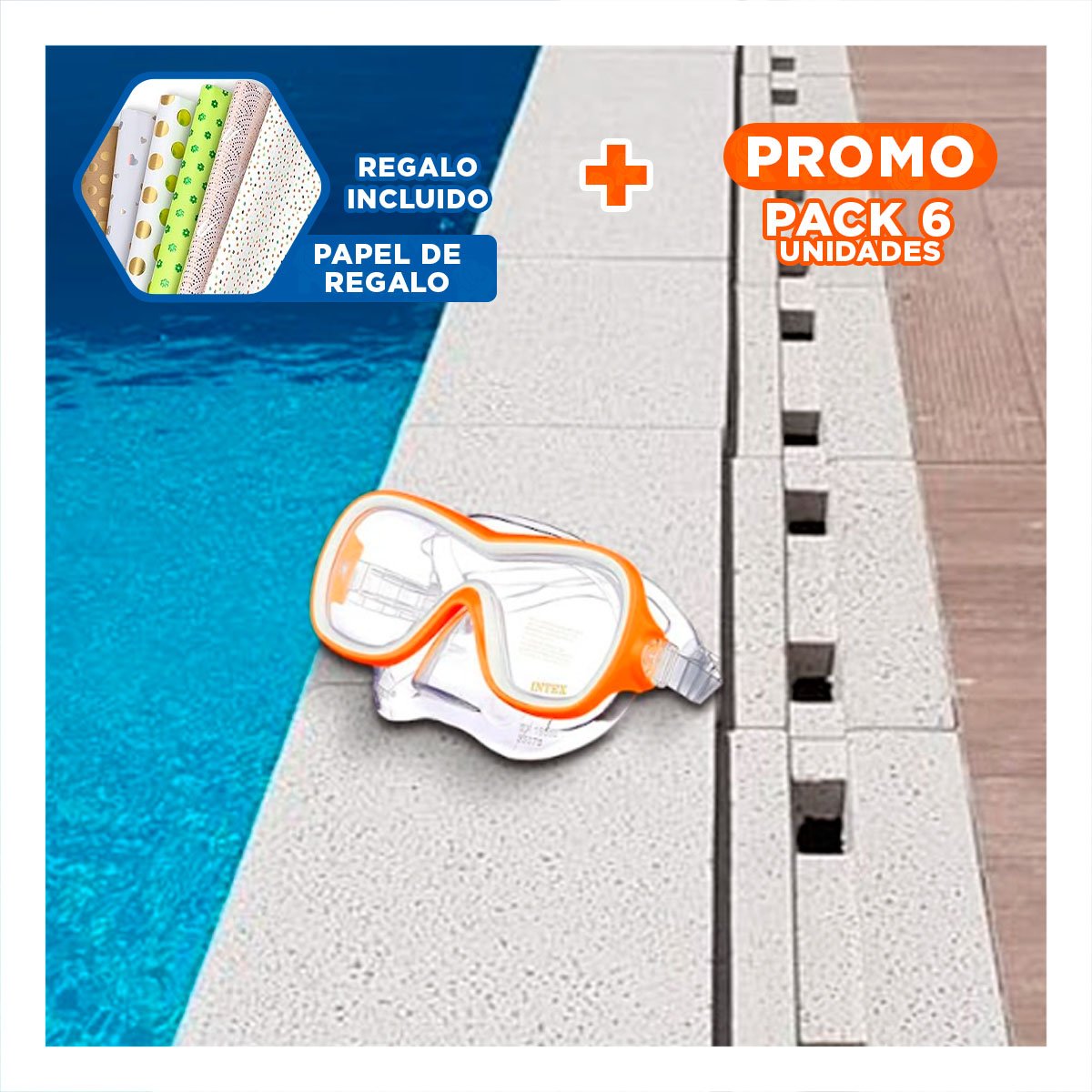 PACK6 LENTES DE BUCEO SEGURO ANARANJADO CON SELLADO FIRME Y USO DIARIO Y+PAPEL REGALO - 1