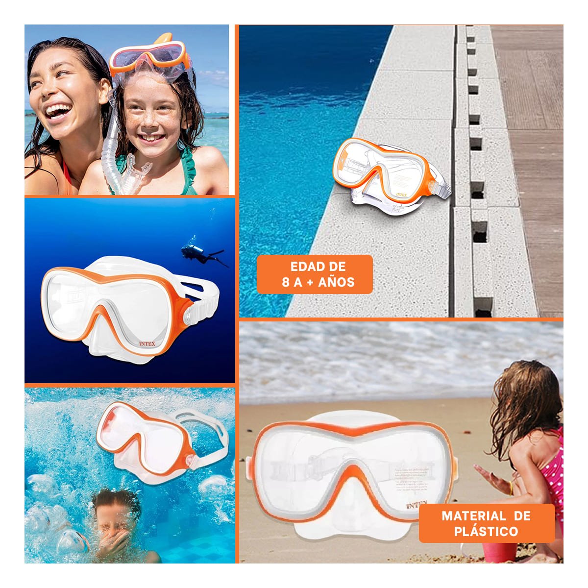 PACK6 LENTES DE BUCEO SEGURO ANARANJADO CON SELLADO FIRME Y USO DIARIO Y+PAPEL REGALO - 3