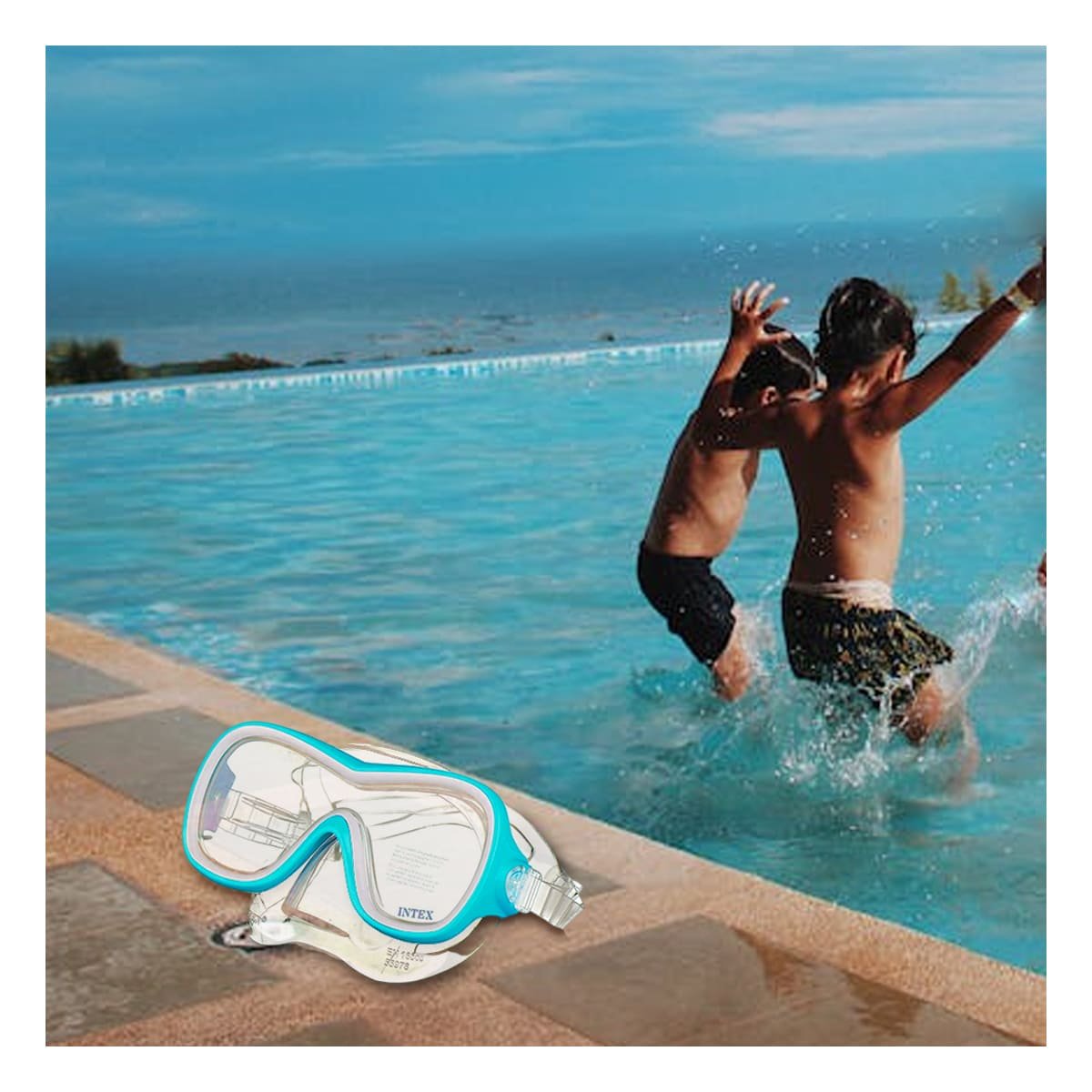 PACK4 LENTES DE BUCEO DEPORTIVO CELESTE CON CORREA AJUSTABLE Y VISION NITIDA Y+PAPEL REGALO - 2