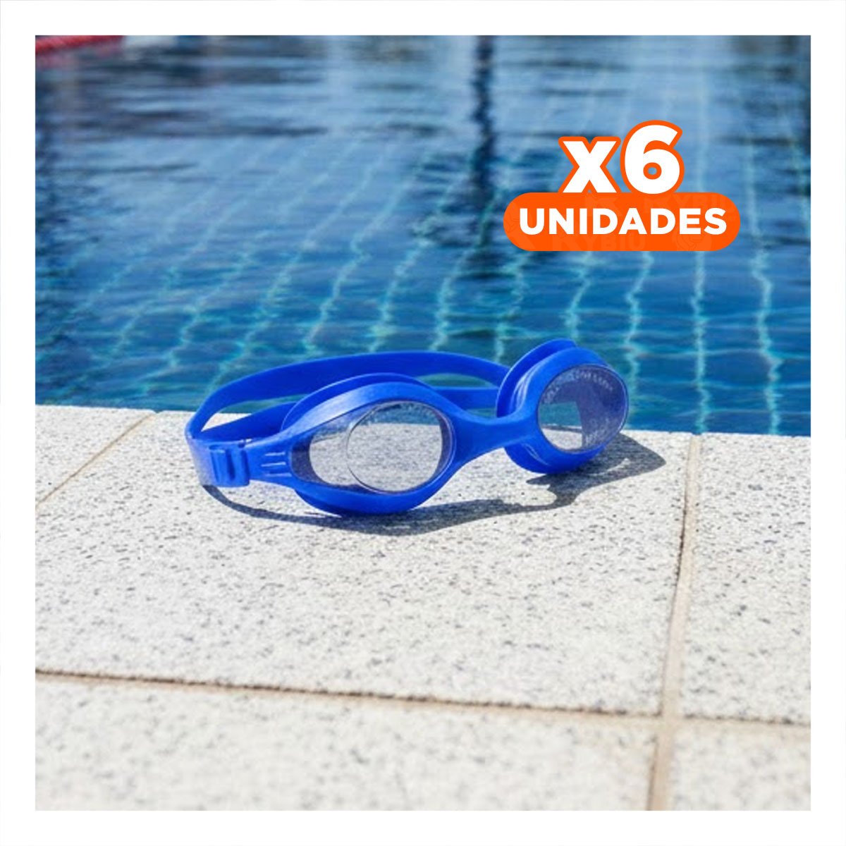 PACK6 GAFAS DE NATACION UNISEX COLOR AZUL PARA ENTRENAMIENTO ACUATICO Y+REGALO STICKER - 1