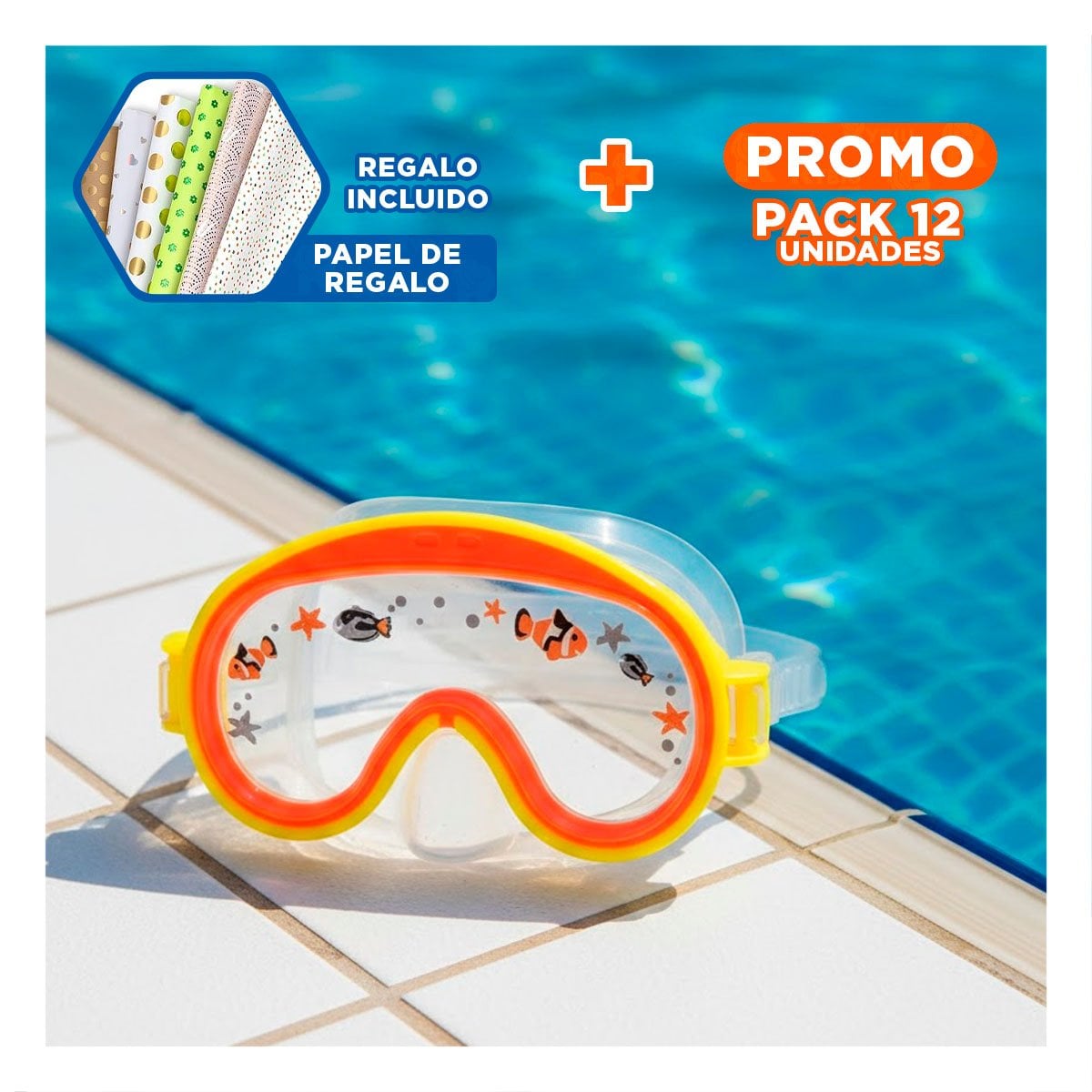 PACK12 ANTIPARRAS DE BUCEO COMODO AVIADOR ANARANJADO CON CORREA FIRME Y+PAPEL REGALO - 1