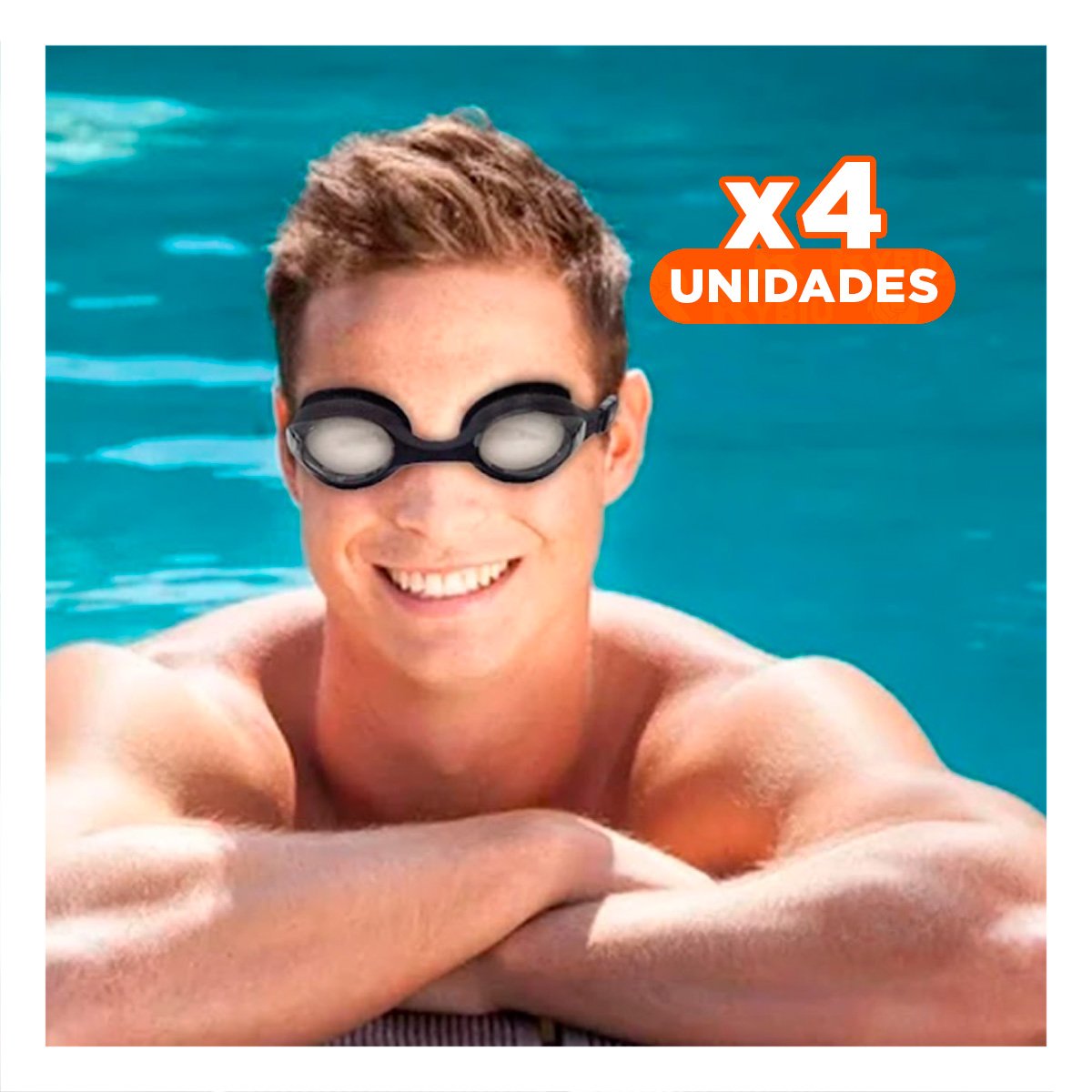 PACK4 PROTECTOR PARA NATACION NEGRO CON CRISTAL NITIDO Y AJUSTE SEGURO - 1