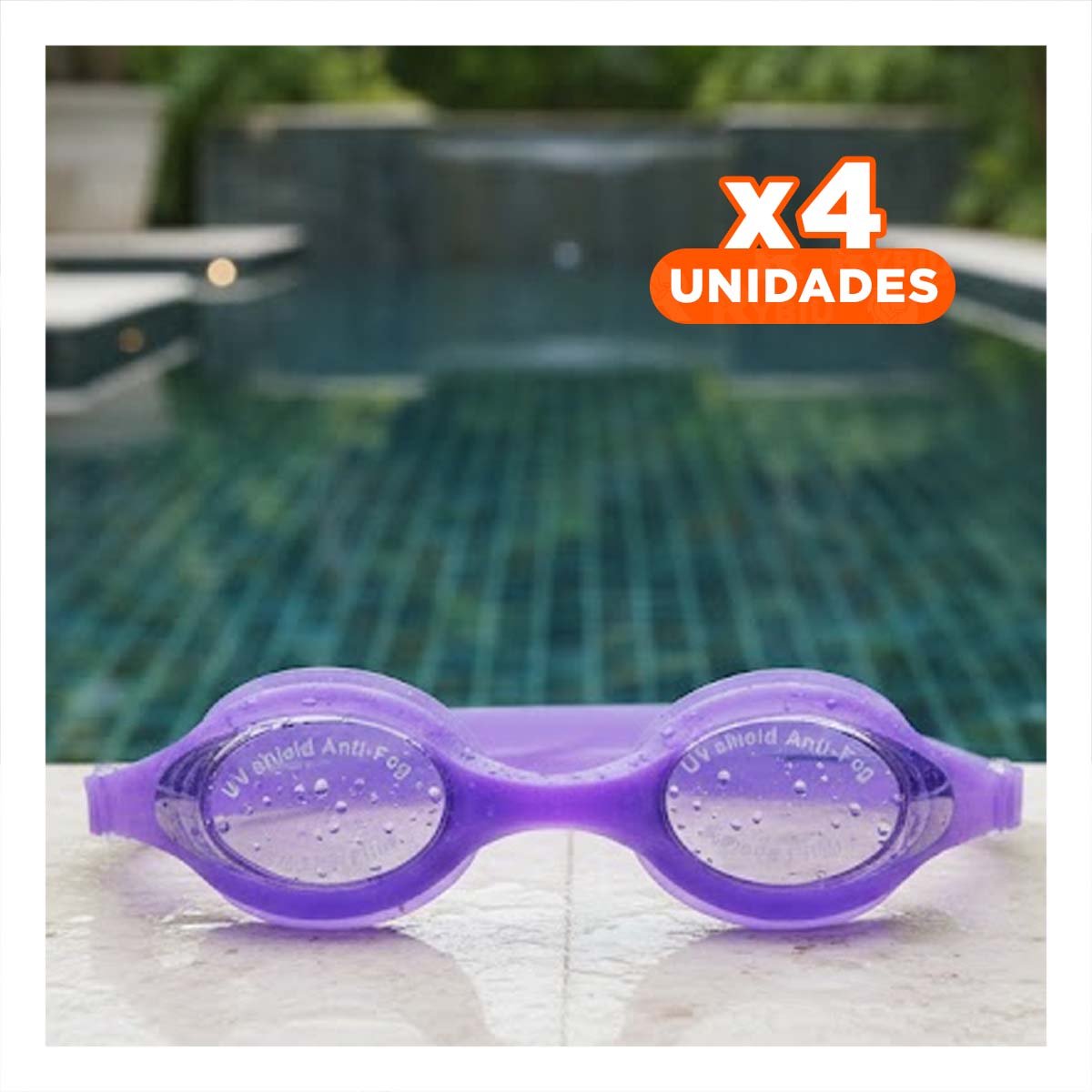 PACK4 PISCINA Y PLAYA NATACION UNISEX COLOR MORADO COMODO PARA USO FRECUENTE - 1