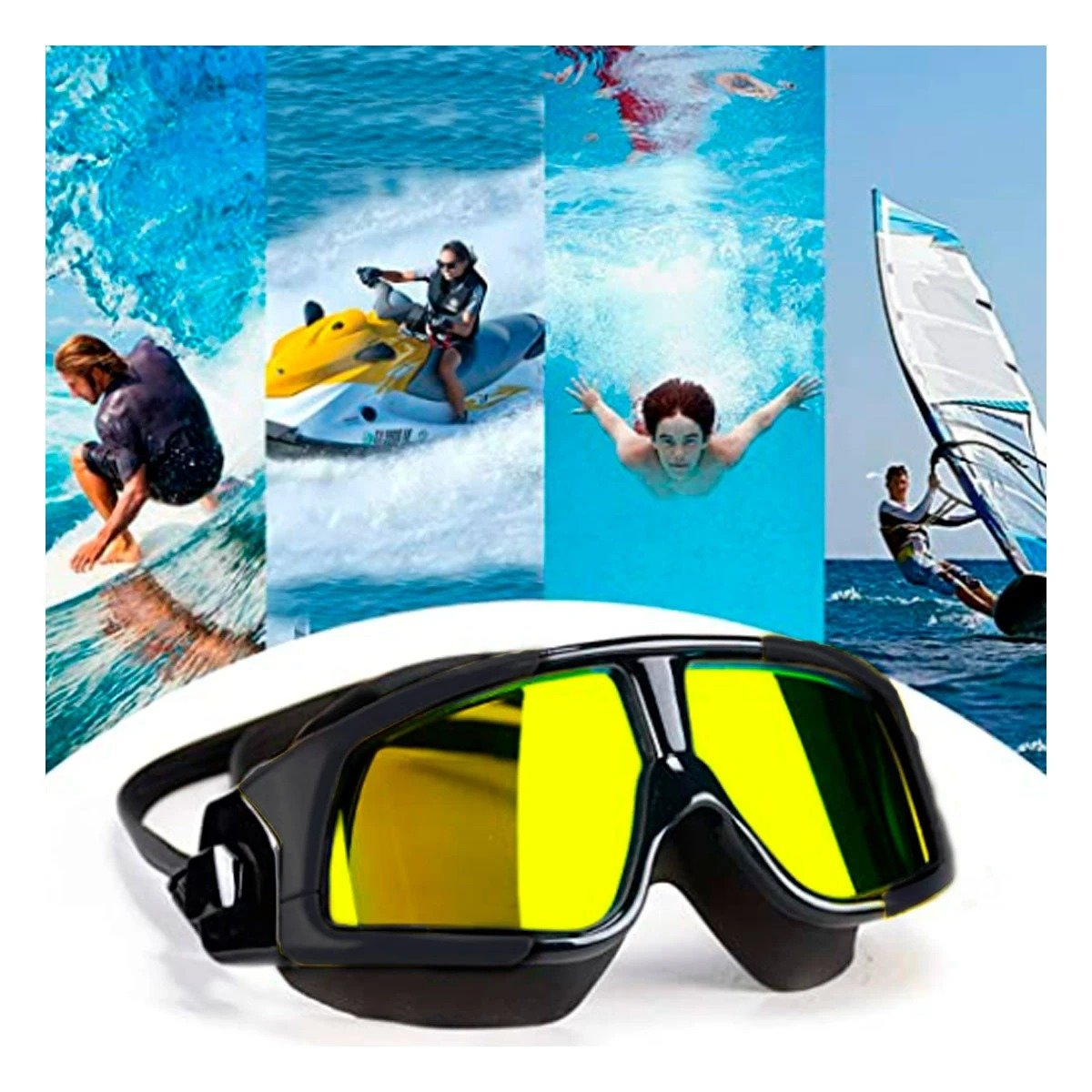 PACK6 GAFAS NATACION PROFESIONAL VIDRIO TEMPLADO NEGRO CON SELLADO COMODO Y+PAPEL REGALO - 2