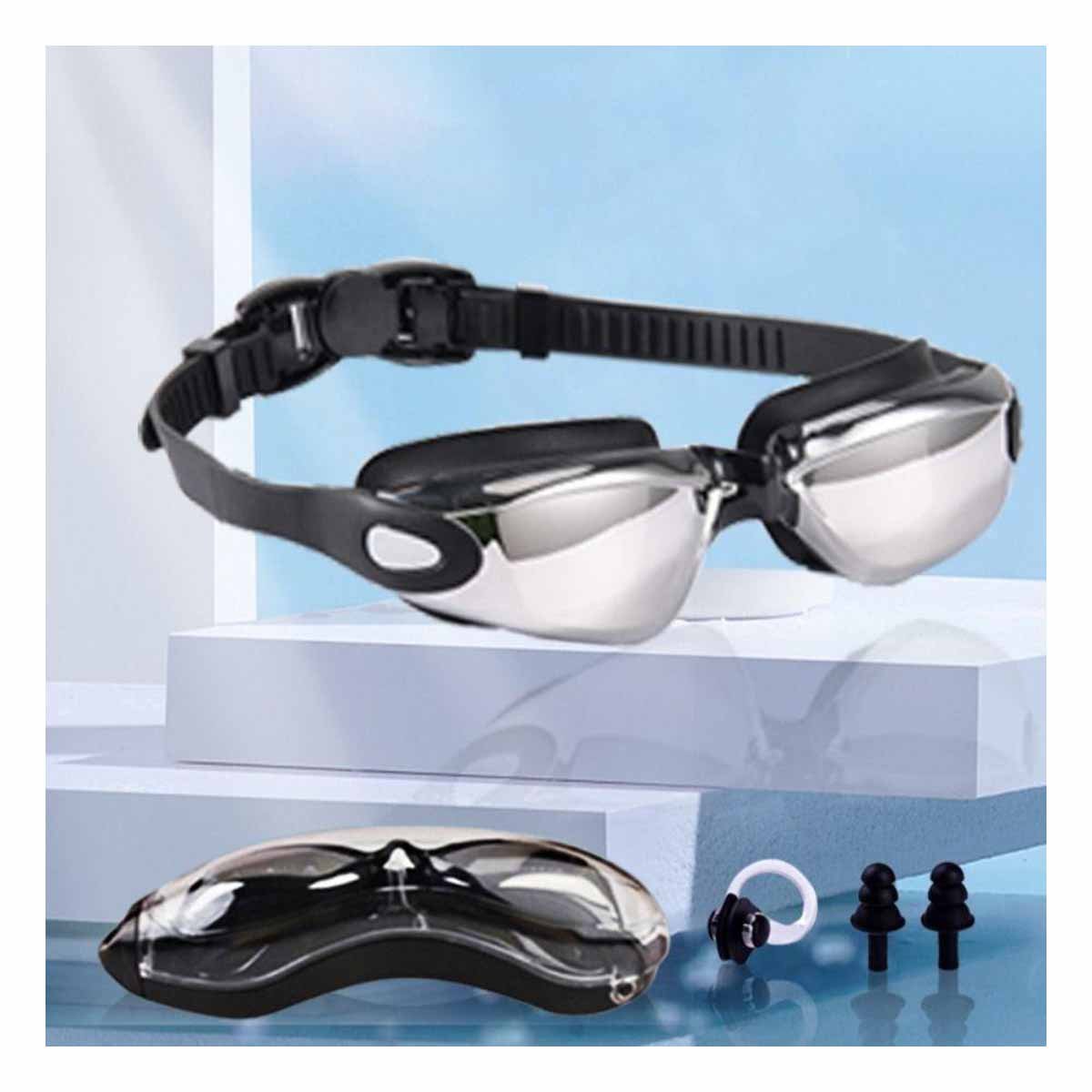 PACK6 PROTECTOR PARA NATACION NEGRO CON ESTUCHE 23,7 X 3,8 X 14,4 CM Y LENTE NITIDO - 3