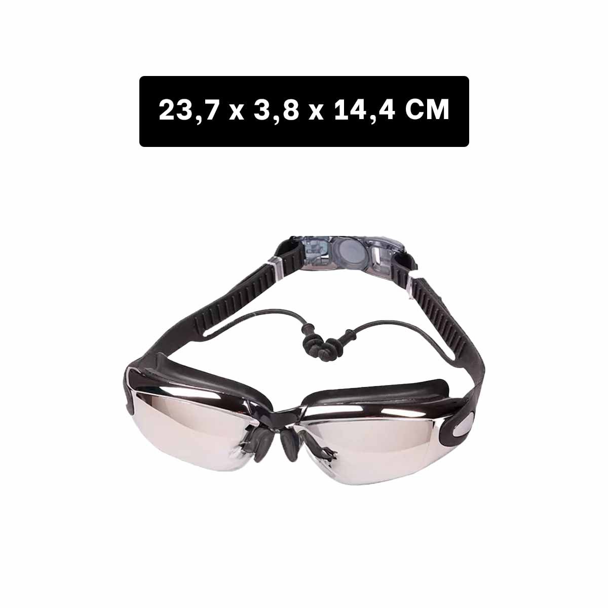 PACK6 PROTECTOR PARA NATACION NEGRO CON ESTUCHE 23,7 X 3,8 X 14,4 CM Y LENTE NITIDO - 4
