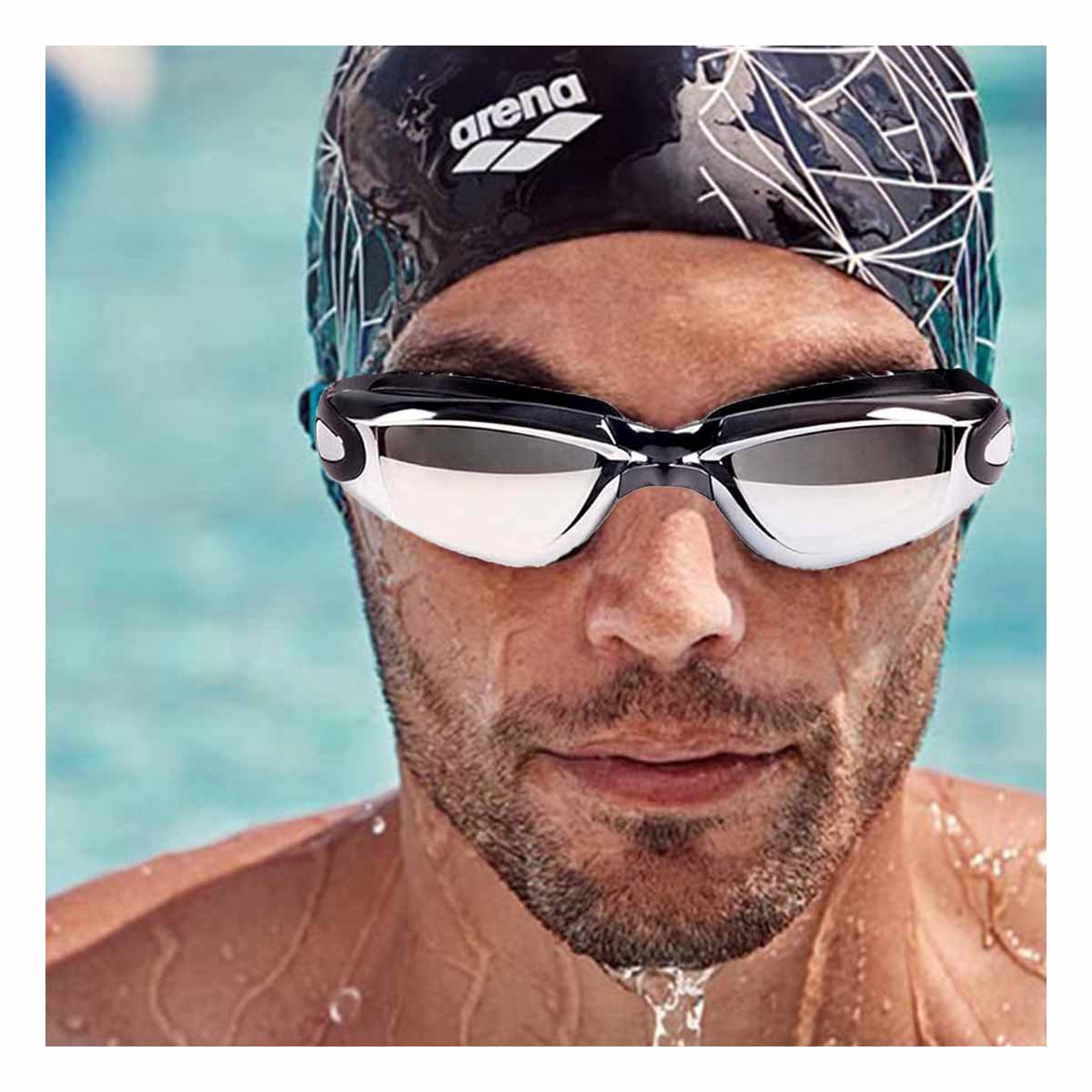 PACK6 PROTECTOR PARA NATACION NEGRO CON ESTUCHE 23,7 X 3,8 X 14,4 CM Y LENTE NITIDO - 5