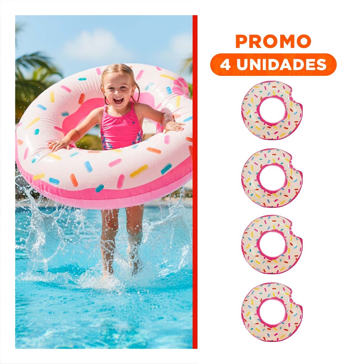 PACK4 ARO FLOTANTE DONAL PINK 107 CM SEGURO Y RESISTENTE Y+REGALO STICKER - 1