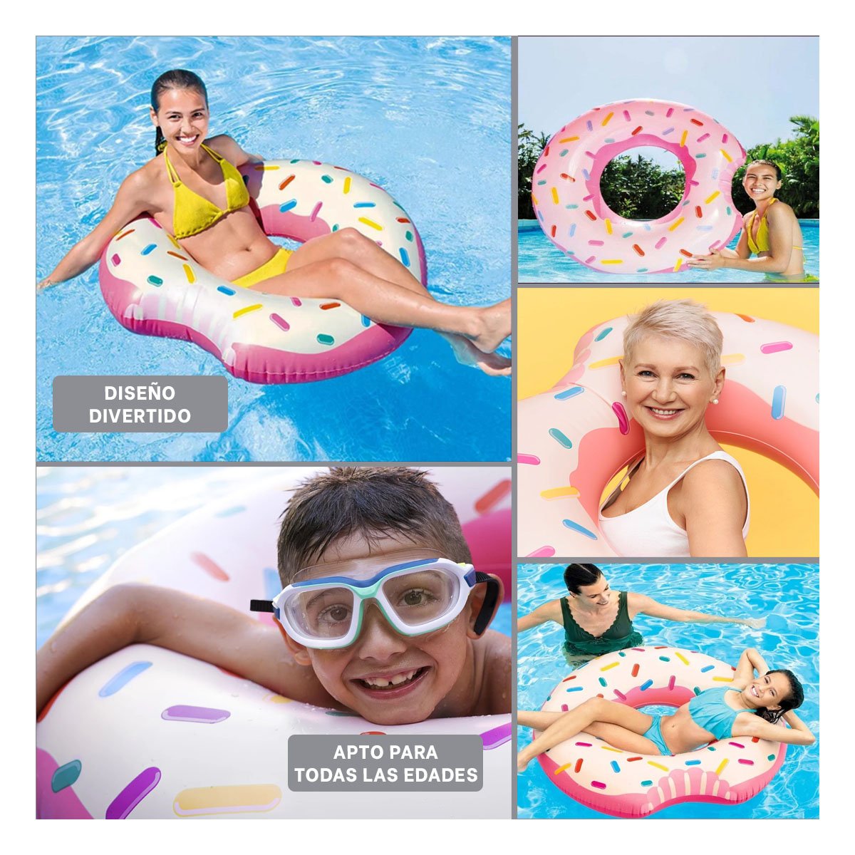 PACK4 ARO FLOTANTE DONAL PINK 107 CM SEGURO Y RESISTENTE Y+REGALO STICKER - 2