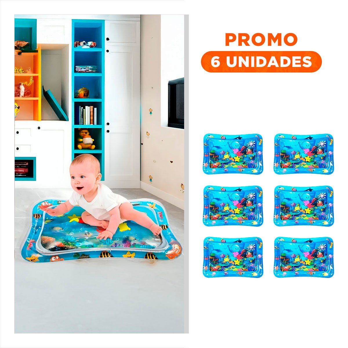 PACK6 PISCINA INFLABLE AZUL PARA NIÑOS Y COMODIDAD ACUATICA CON DIVERSION - 1