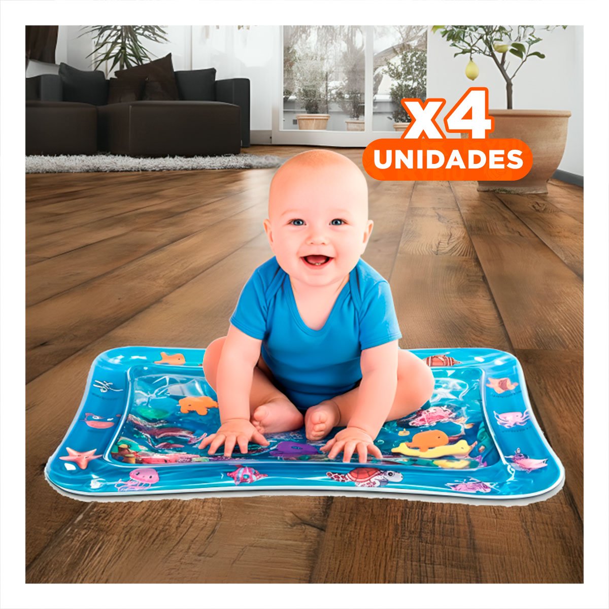 PACK4 PISCINA INFLABLE AZUL PARA BEBES Y DIVERSION SEGURA CON JUEGOS - 1