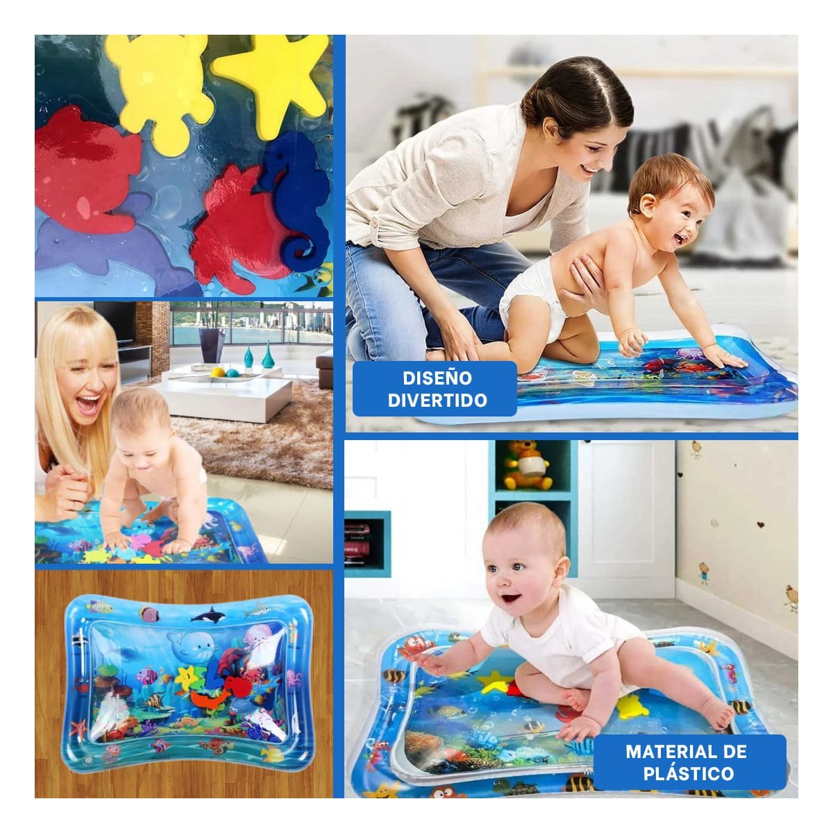 PACK12 CAMA INFLABLE AZUL PARA BEBES Y JUEGOS ACUATICOS CON COMODIDAD Y+PAPEL REGALO - 2