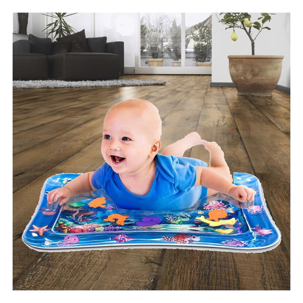 PACK12 CAMA INFLABLE AZUL PARA BEBES Y JUEGOS ACUATICOS CON COMODIDAD Y+PAPEL REGALO - 3