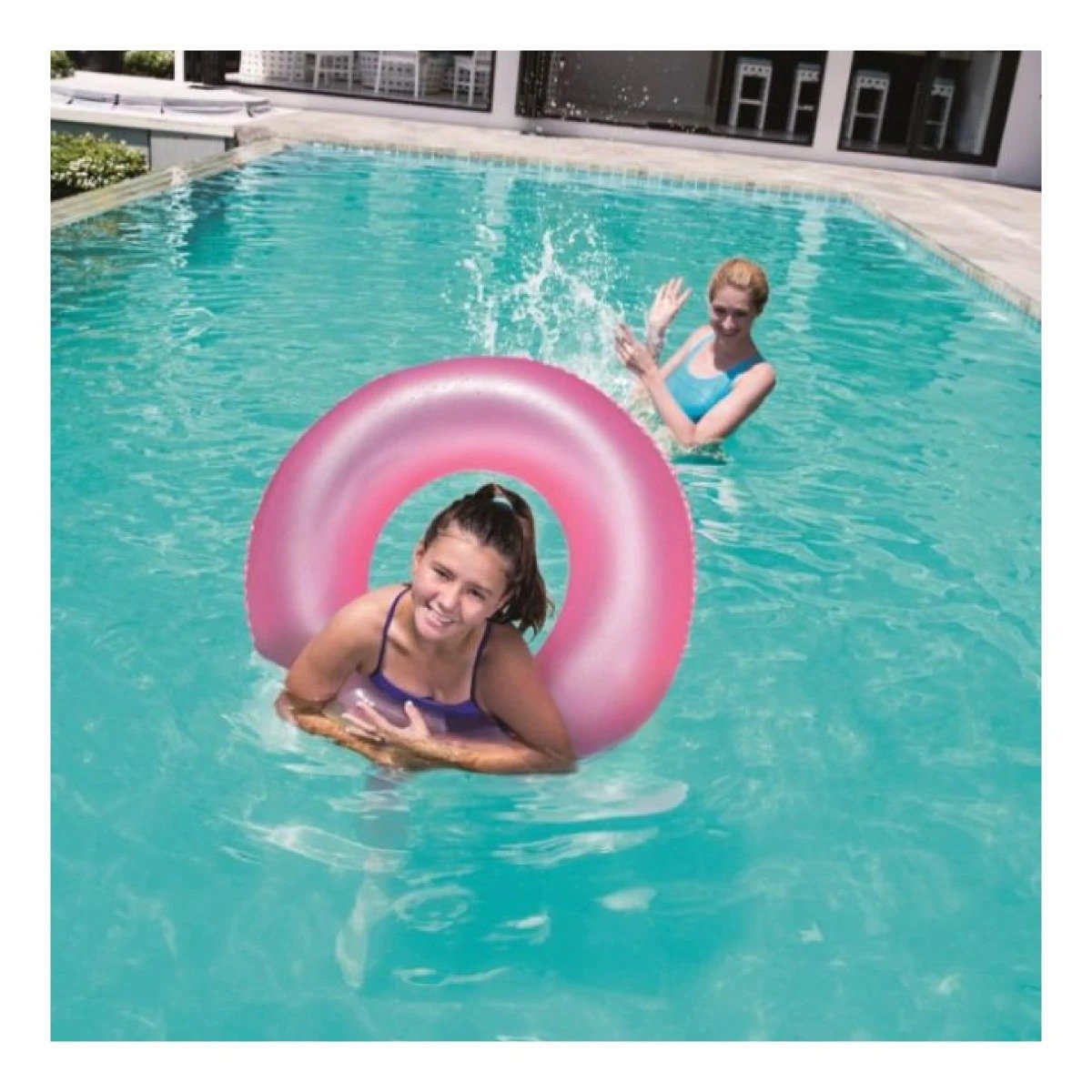 PACK2 JUGUETE FLOTANTE NEON 91 CM INFLABLE Y DIVERTIDO ROSADO NEON PARA NIÑOS Y+PAPEL REGALO - 5