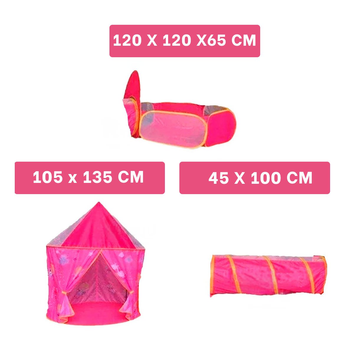 PACK2 TIENDA PRACTICA 3 PIEZAS CON TELA RESISTENTE Y ESPACIO AMPLIO ROSADO Y+PAPEL REGALO - 4