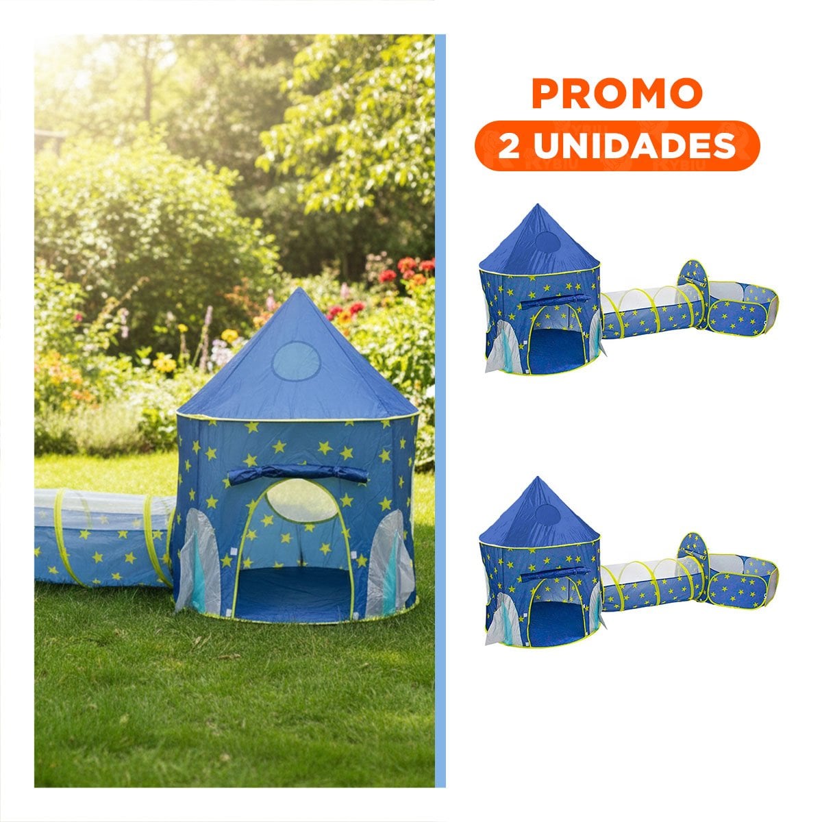 PACK2 CARPA INFANTIL AZUL 3 PIEZAS CON BASE Y ACCESORIOS PARA JUEGOS Y PATIO - 1