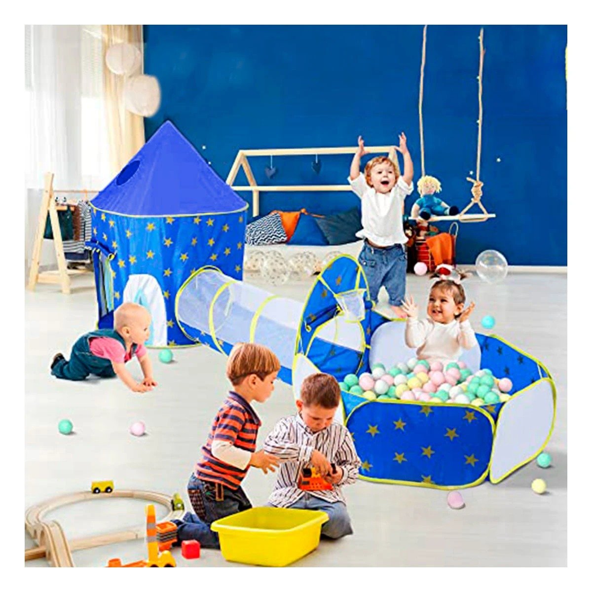 PACK2 CARPA INFANTIL AZUL 3 PIEZAS CON BASE Y ACCESORIOS PARA JUEGOS Y PATIO - 2
