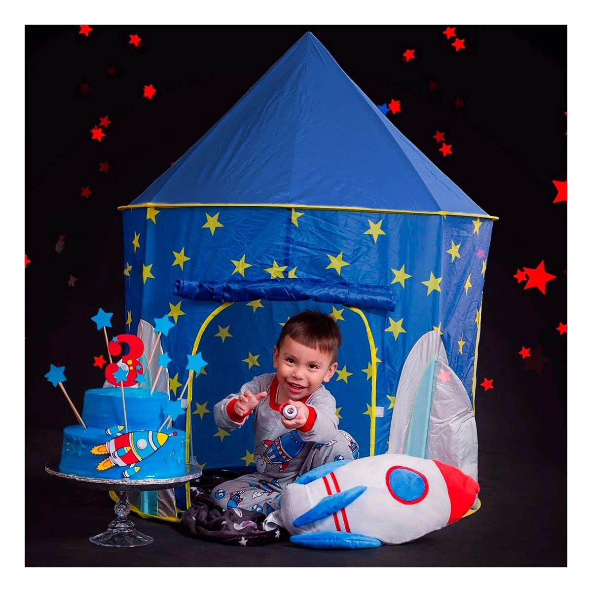 PACK2 CARPA INFANTIL AZUL 3 PIEZAS CON BASE Y ACCESORIOS PARA JUEGOS Y PATIO - 3