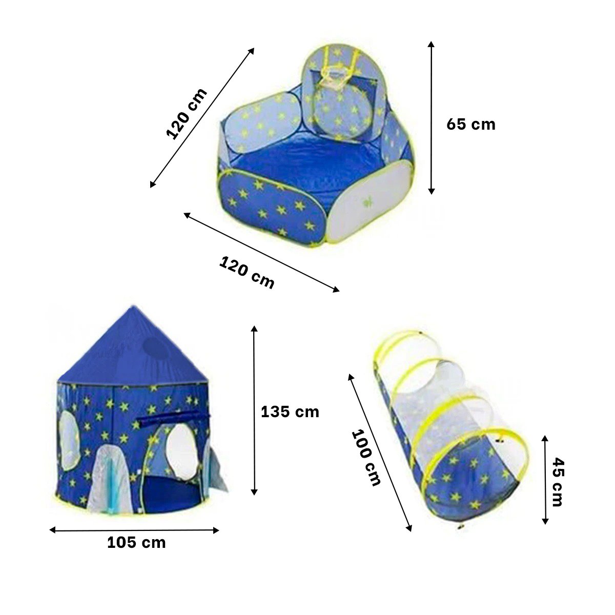 PACK2 CARPA INFANTIL AZUL 3 PIEZAS CON BASE Y ACCESORIOS PARA JUEGOS Y PATIO - 4