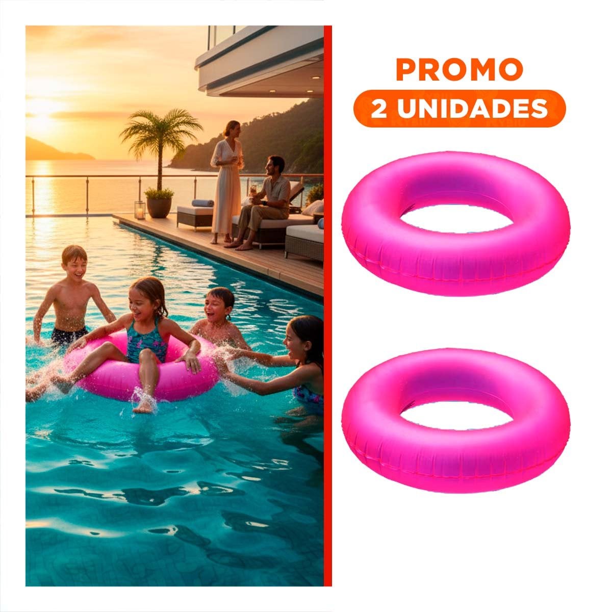PACK2 JUGUETE INFLABLE NEON 91 CM COLORIDO Y SEGURO ROSADO NEON PARA JUEGOS EN PISCINA - 1