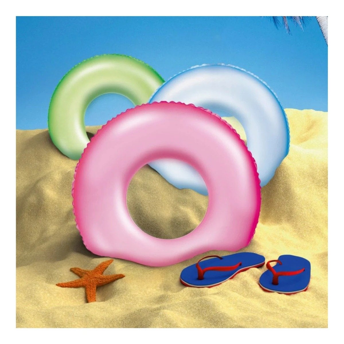 PACK2 JUGUETE INFLABLE NEON 91 CM COLORIDO Y SEGURO ROSADO NEON PARA JUEGOS EN PISCINA - 3