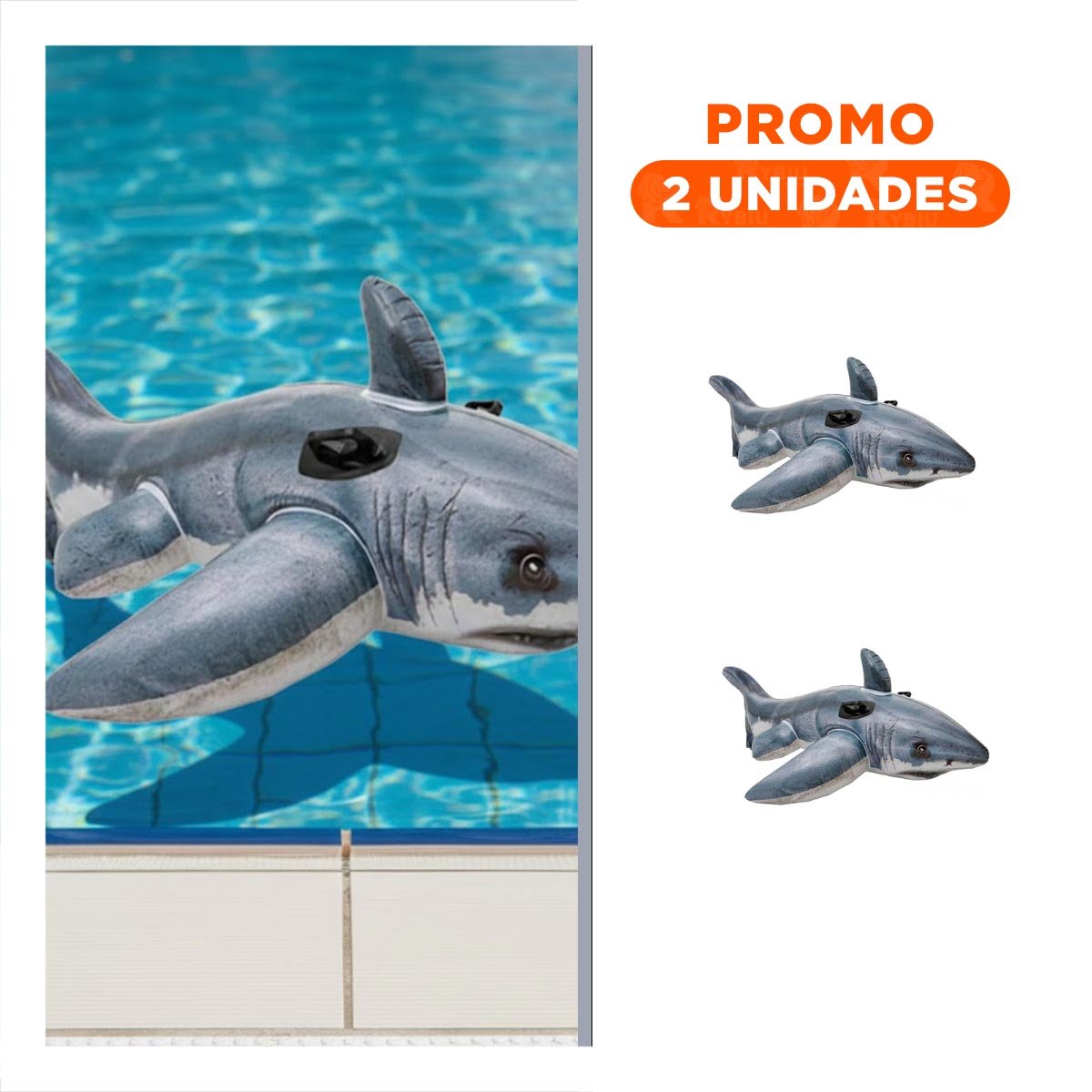 PACK2 FLOTANTE INFANTIL TIBURON 173 X 107 CM PARA AGUA - 1