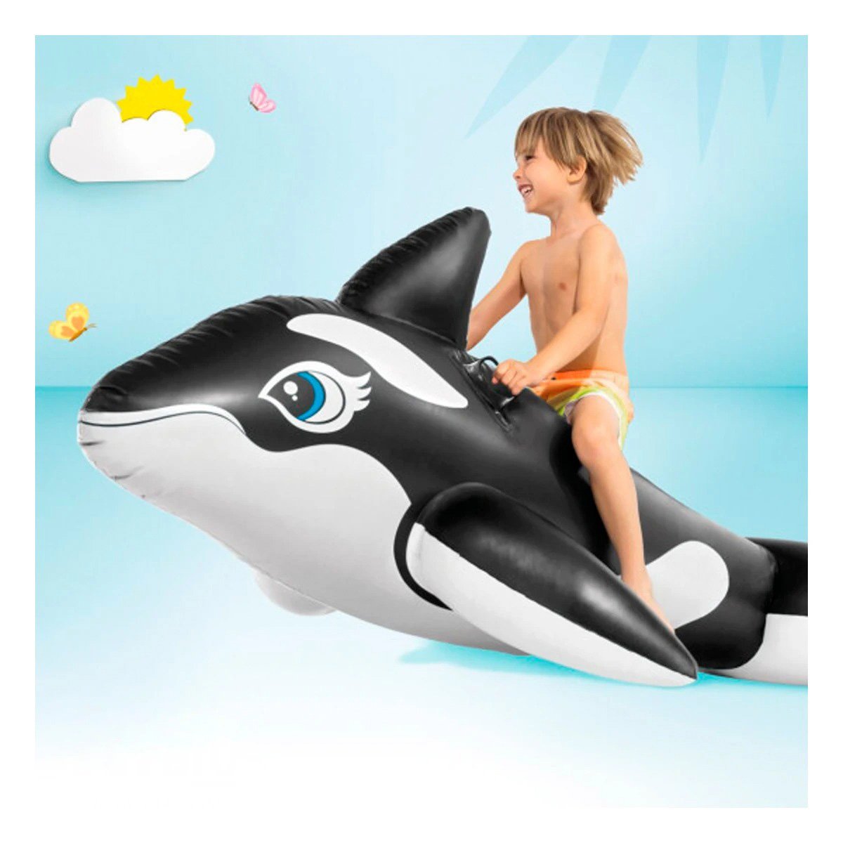 PACK6 SALVAVIDAS ORCA 193 X 119 CM INFLABLE SEGURO PARA PISCINA - 3