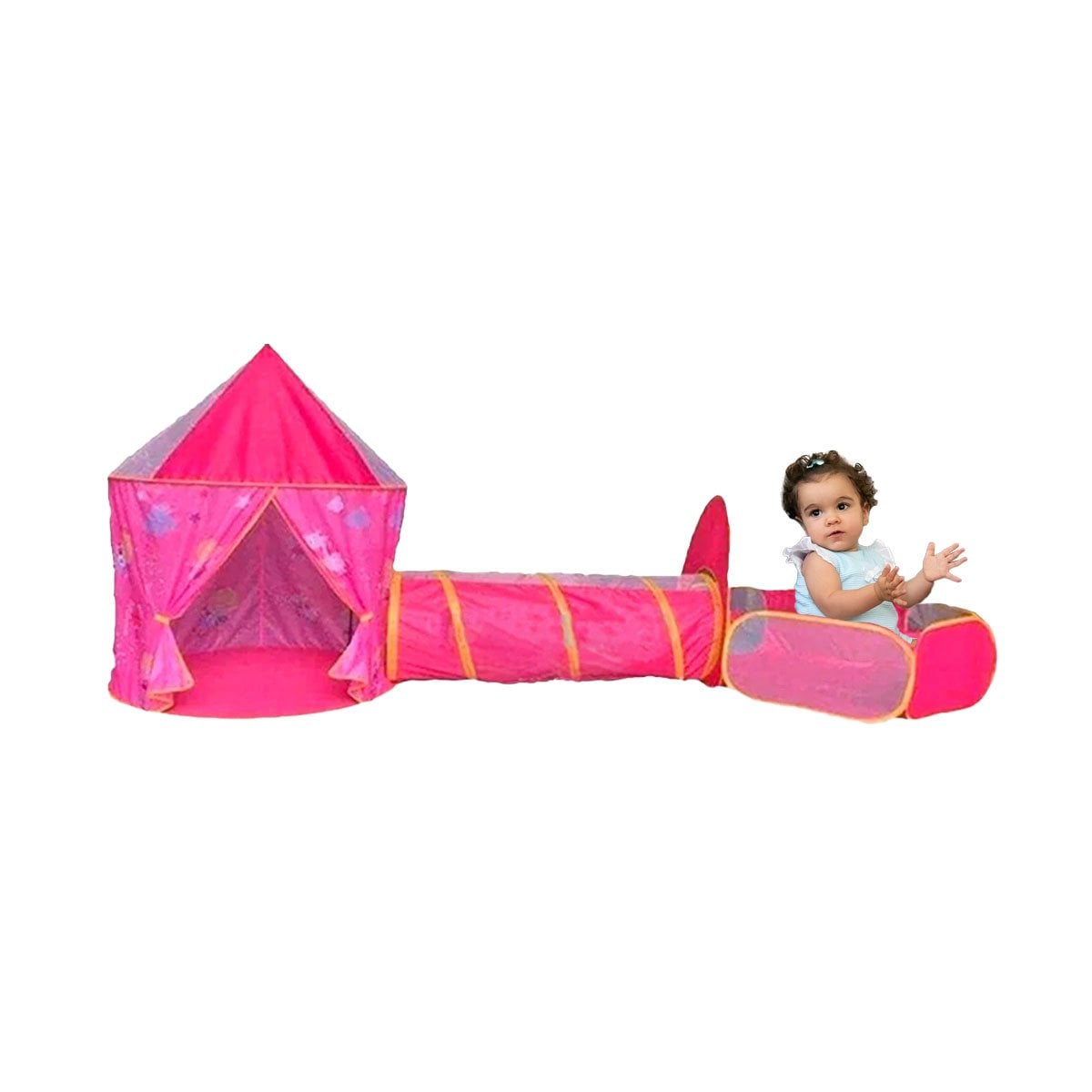 PACK4 TIENDA INFANTIL 3 PIEZAS CON JUEGOS Y TECHO PARA NIÑOS ROSADO Y+PAPEL REGALO - 3