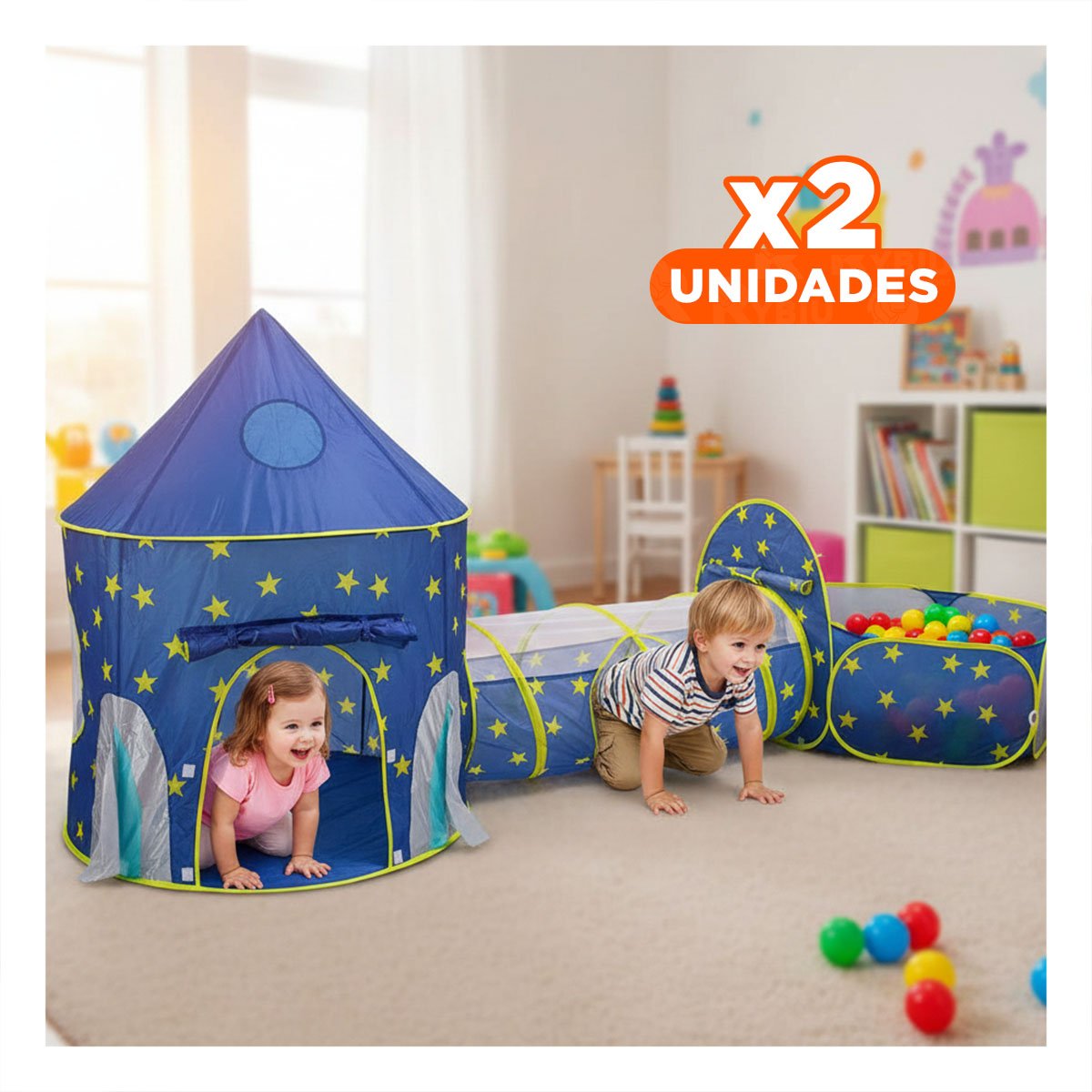 PACK2 CARPA INFANTIL PATIO 3 PIEZAS CON ACCESORIOS AZUL PARA ACTIVIDADES Y+REGALO STICKER - 1