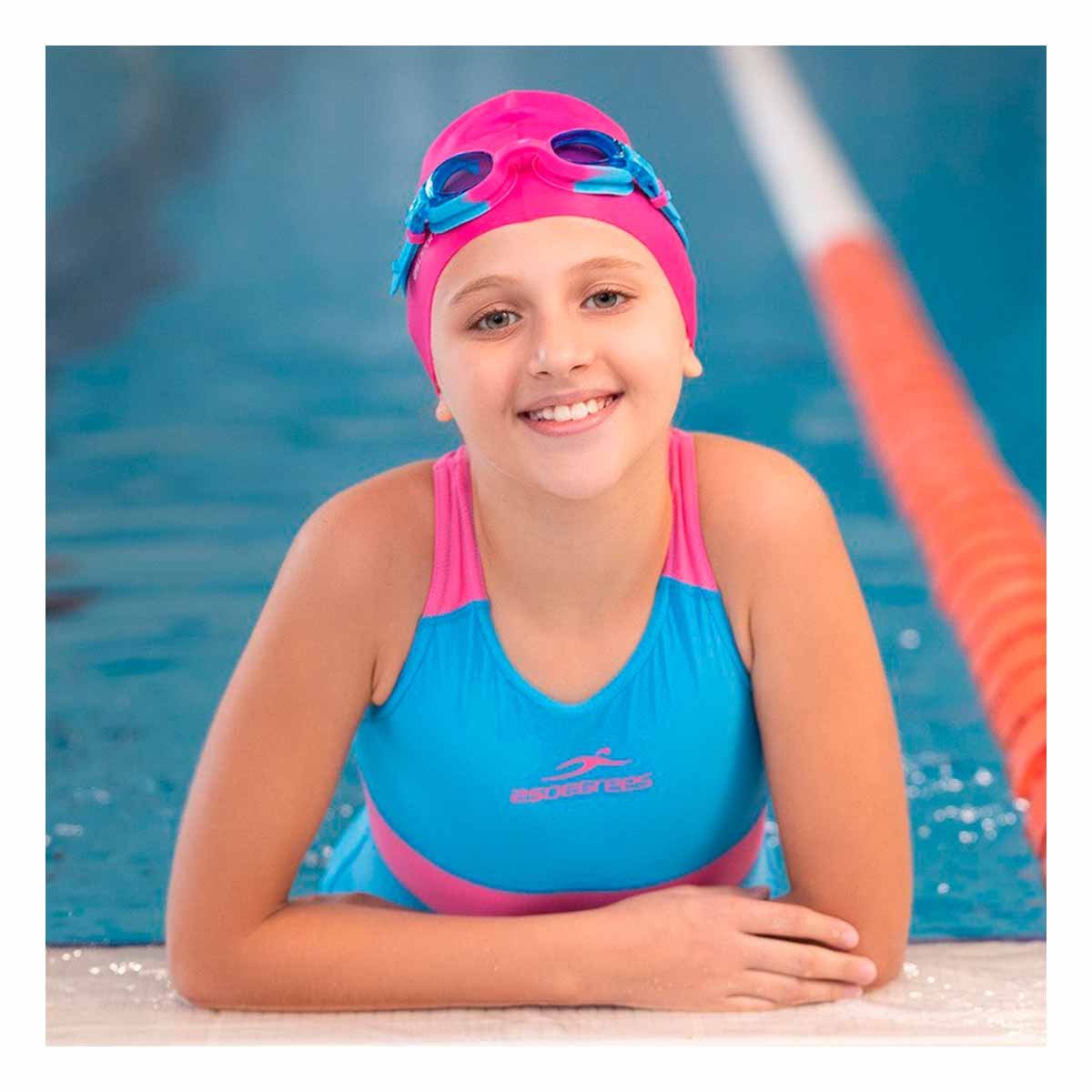 PACK4 GORRO DE NATACION ROSADO PARA JUEGOS Y CABELLO SEGURO PROTEGIDO - 2