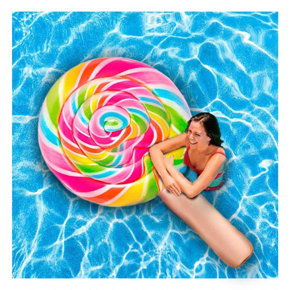 PACK2 JUGUETE INFLABLE DIVERTIDO PALETA CARAMELO 208 X 135 CM PARA PISCINA Y+PAPEL REGALO - 2