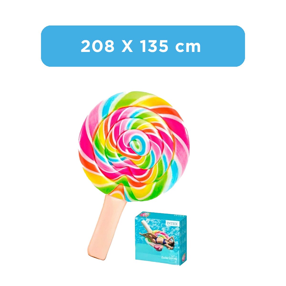 PACK2 JUGUETE INFLABLE DIVERTIDO PALETA CARAMELO 208 X 135 CM PARA PISCINA Y+PAPEL REGALO - 4